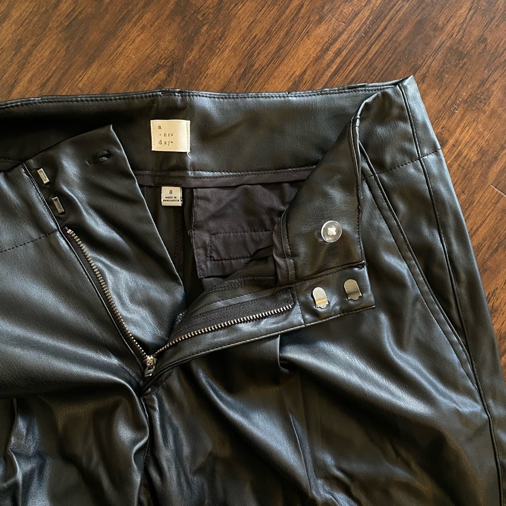 Faux leather straight leg pants
